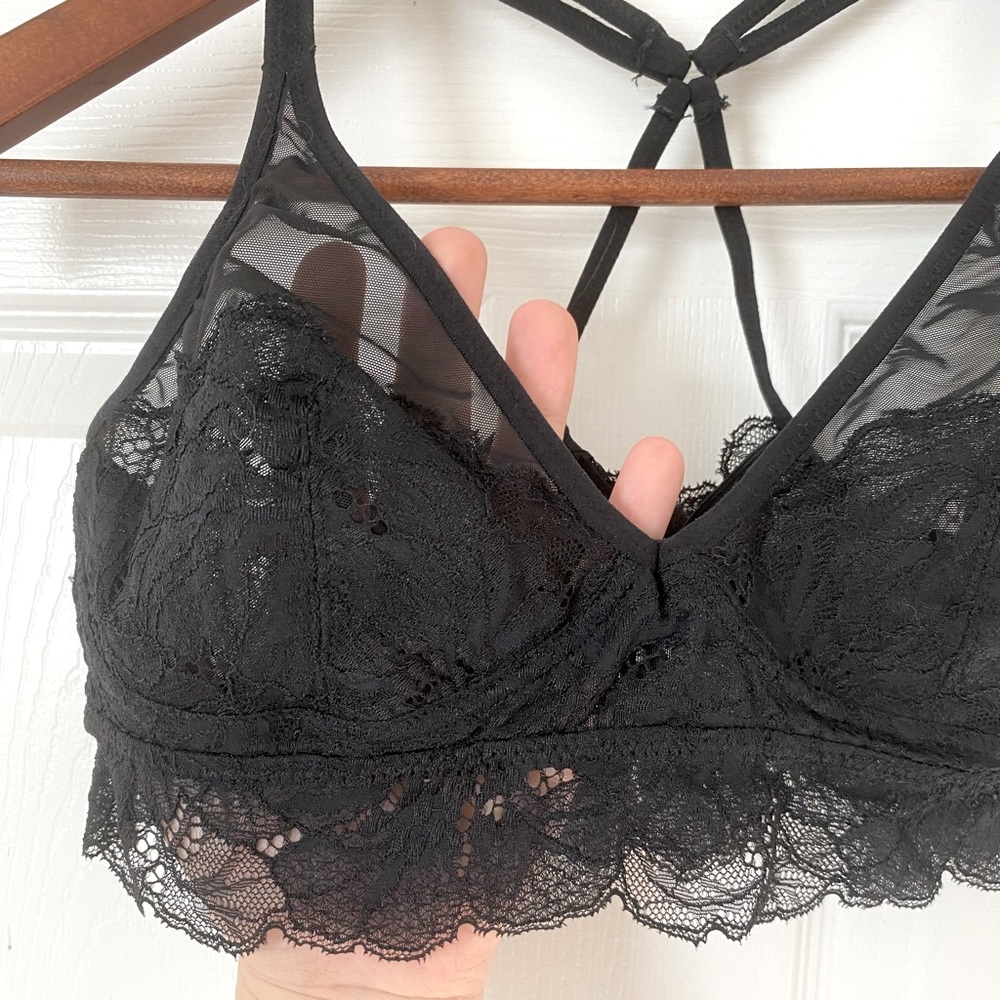 Aerie black lace *sheer* bralette top